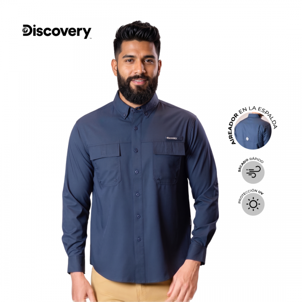 CAMISA ML DX5280-308-85607NVY AZUL 7453121454673-AZ